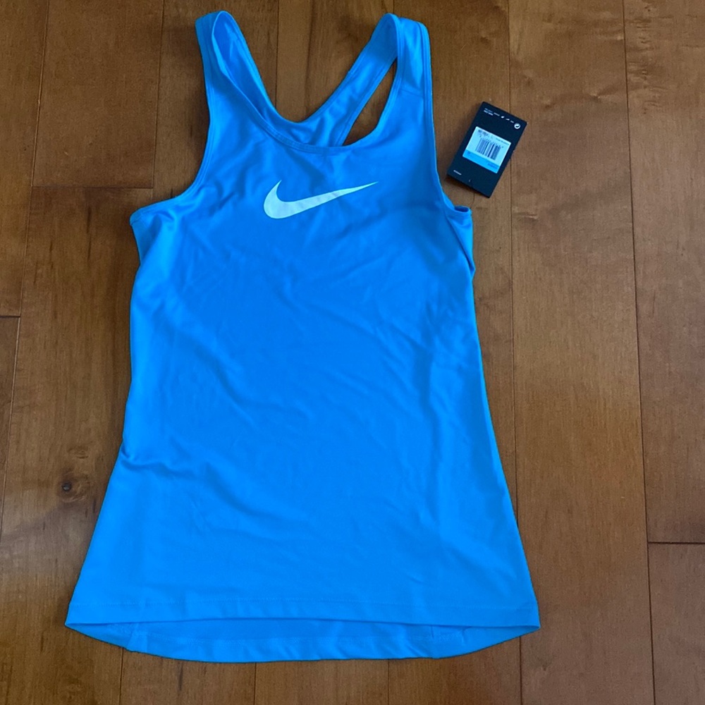NWT Nike Pro Dri Fit Tank Top Size Medium Blue White Swoosh